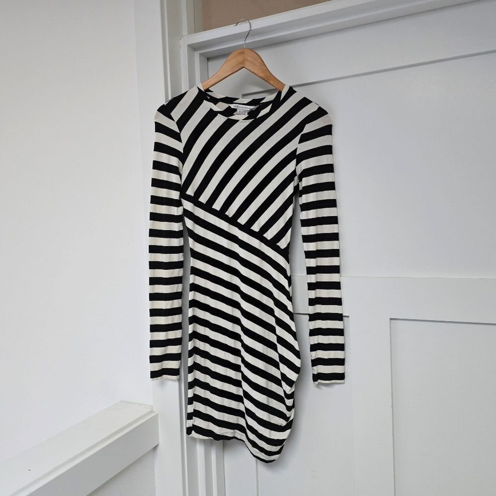 Diane Von Furstenberg Promenade Stripe Colorblock Ruched Long Sleeve Dress